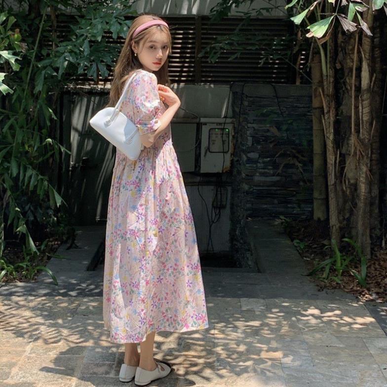 Đầm babydoll hoa nhí 2 màu