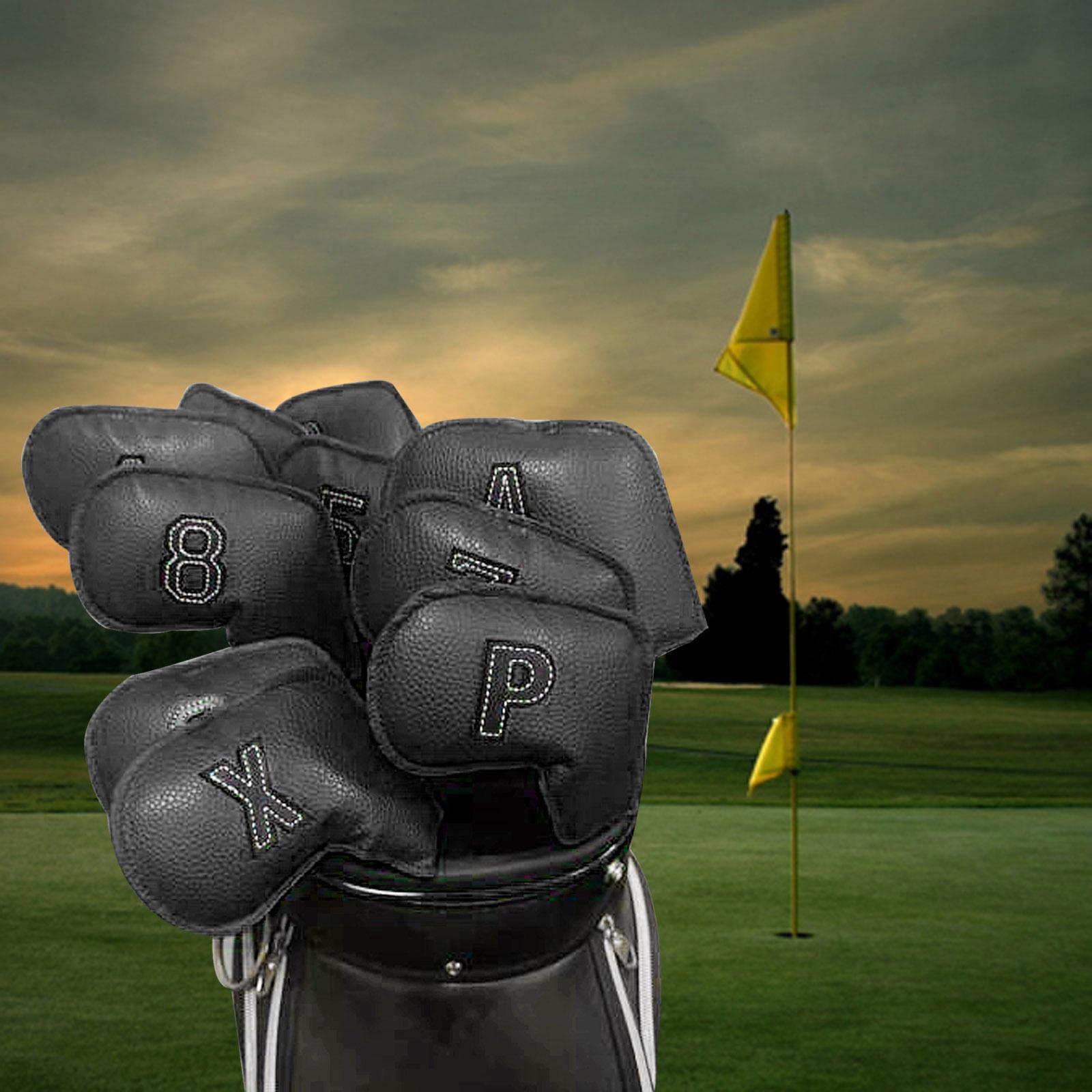 10Pack Golf Iron Headcover, 4-9,P,S,A,x Club Head Cover for All Black