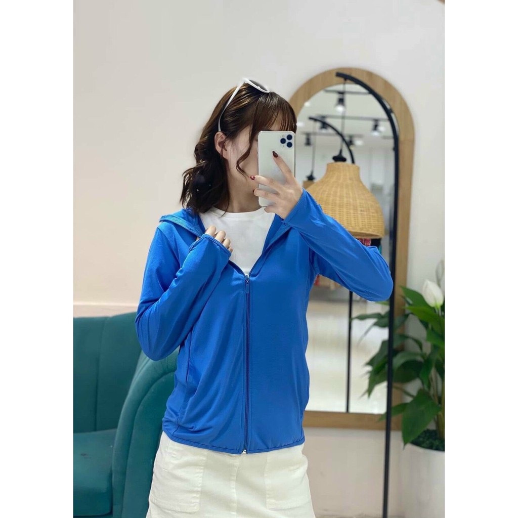 Áo chống nắng cuộn nữ chất vải thông hơi, có lỗ thoáng khí, mát lạnh