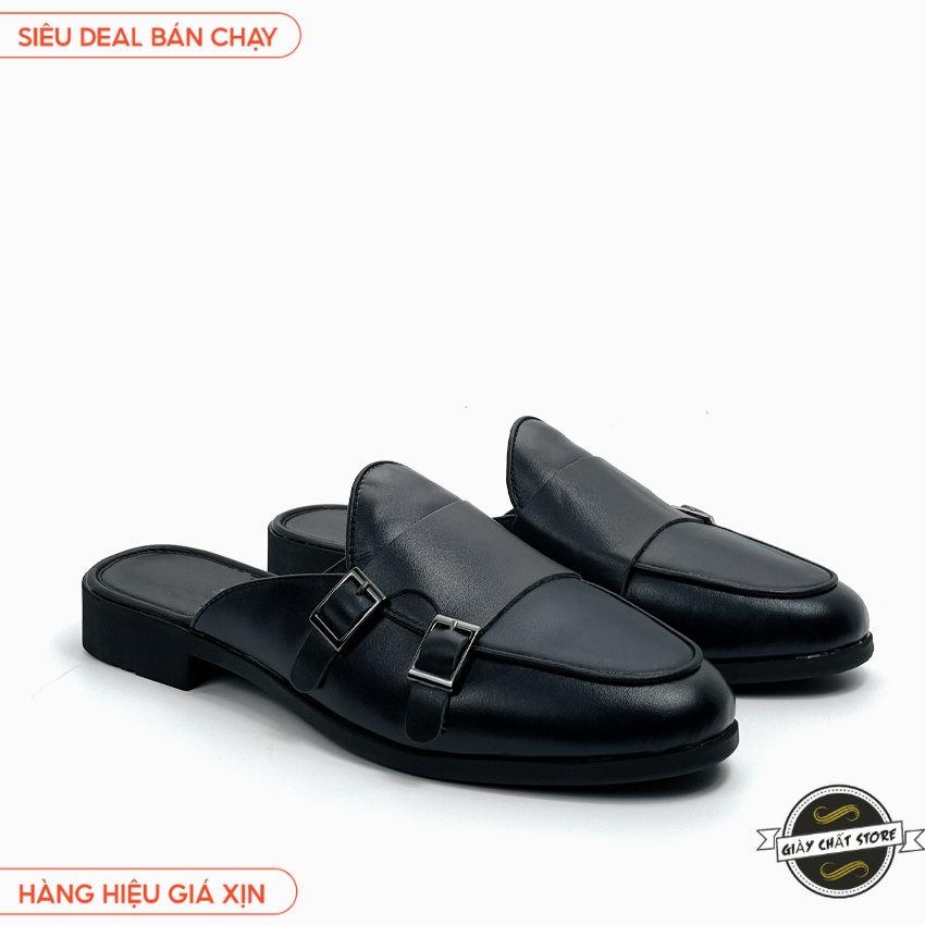 Giày sục nam cao cấp da Pu Pu bảo hành 12 tháng kiểu dáng Double Monk Strap Slipper - Mã T32 B2