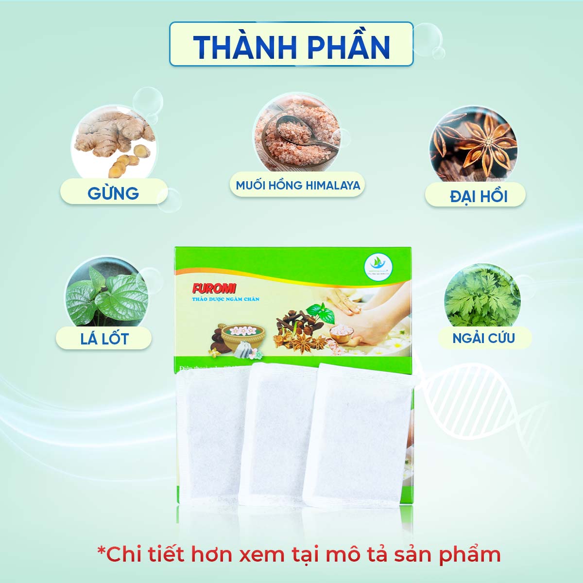 Thảo Dược Ngâm Chân FUROMI Giúp Giảm Đau Xương Khớp, Khử Mùi Hôi, Thư Giãn Tốt Cho Sức Khỏe Hộp 20 Túi Lọc