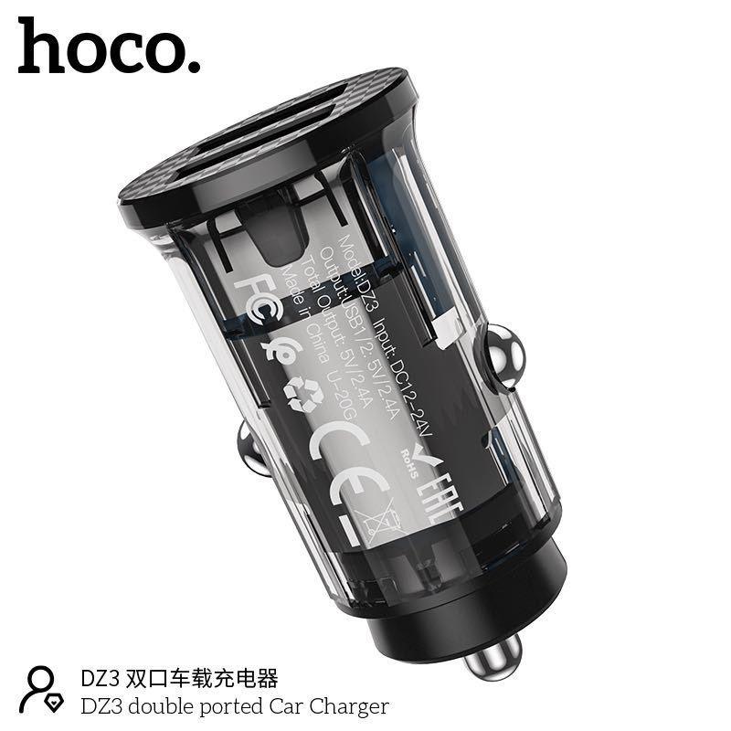 Tẩu sạc ô tô cho hoco. DZ3 – Hàng Chính Hãng 2 Cổng USB-A/Type-c  sạc nhanh PD 20w, Quick Chagre C3.0