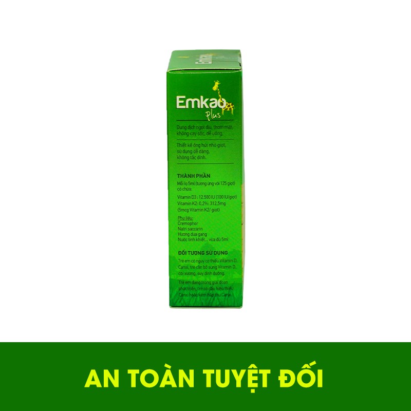 Vitamin D3 Emkao Plus 5ml Giúp Bé Phát Triển Chiều Cao Và Hệ Xương