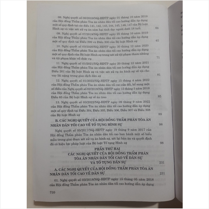 Các Nghị Quyết Của Hội Đồng Thẩm Phán Toà Án Nhân Dân Tối Cao về Hình Sự - Tố Tụng Hình Sự - Dân Sự - Tố Tụng Dân Sự - Hành Chính từ năm 1986 đến năm 2023 - V2203TP