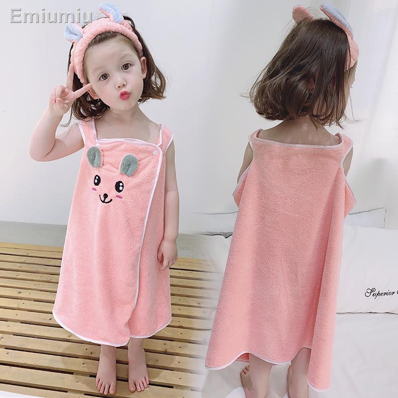 ﹍❏✓Khăn tắm trẻ em hoạt hình dễ thương có thể mặc váy tắm địu