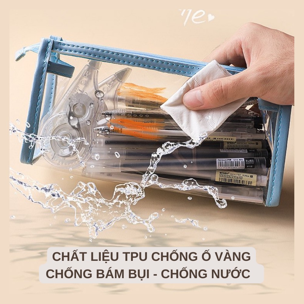 Hộp đựng bút viết / túi đựng đồ dùng trong suốt đa năng dành cho học sinh – sinh viên, văn phòng