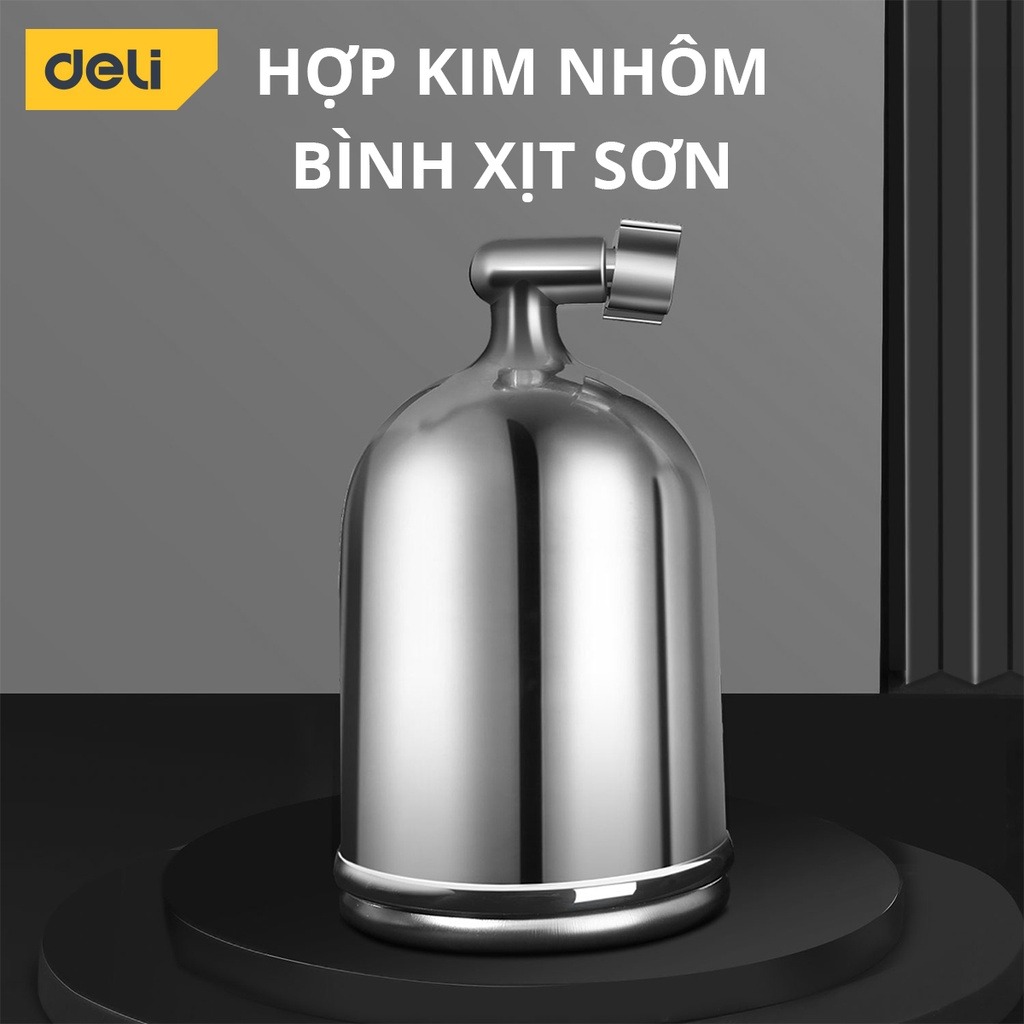 Súng Phun Sơn Deli - Chất Liệu Hợp Kim Nhôm Có Bình xịt Dung Tích 1000cc - Dùng Sơn Xe Máy, Ôtô, Đồ Gỗ Mỹ Nghệ