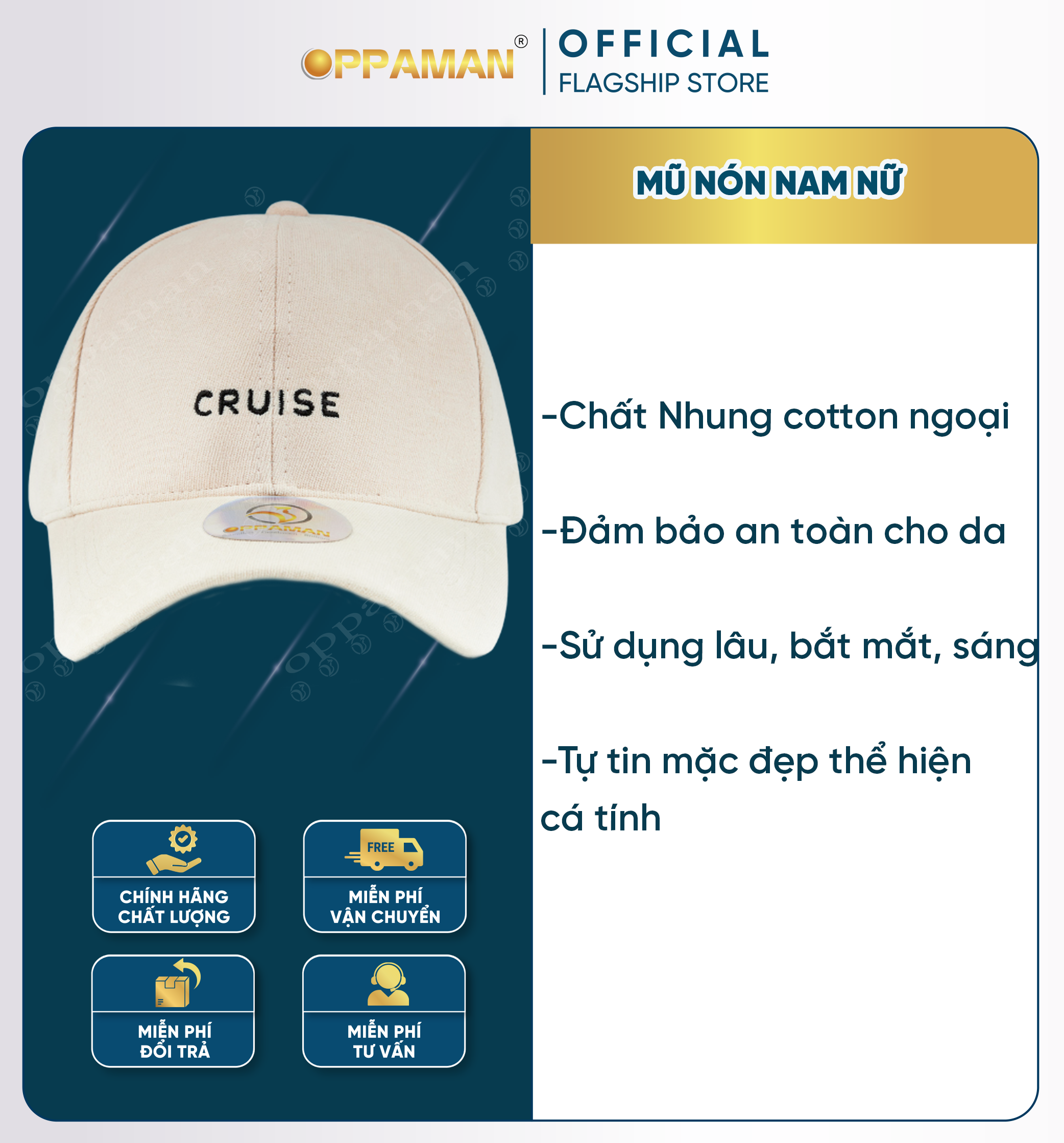Nón kết nam đẹp chất xịn thêu cruise Oppaman ON4