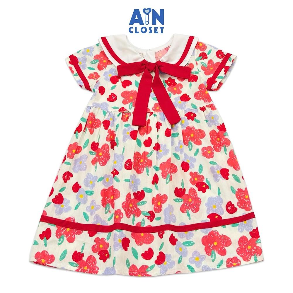 Đầm bé gái họa tiết Hoa Thủy Thủ đỏ cotton - AICDBG7KQKT5 - AIN Closet