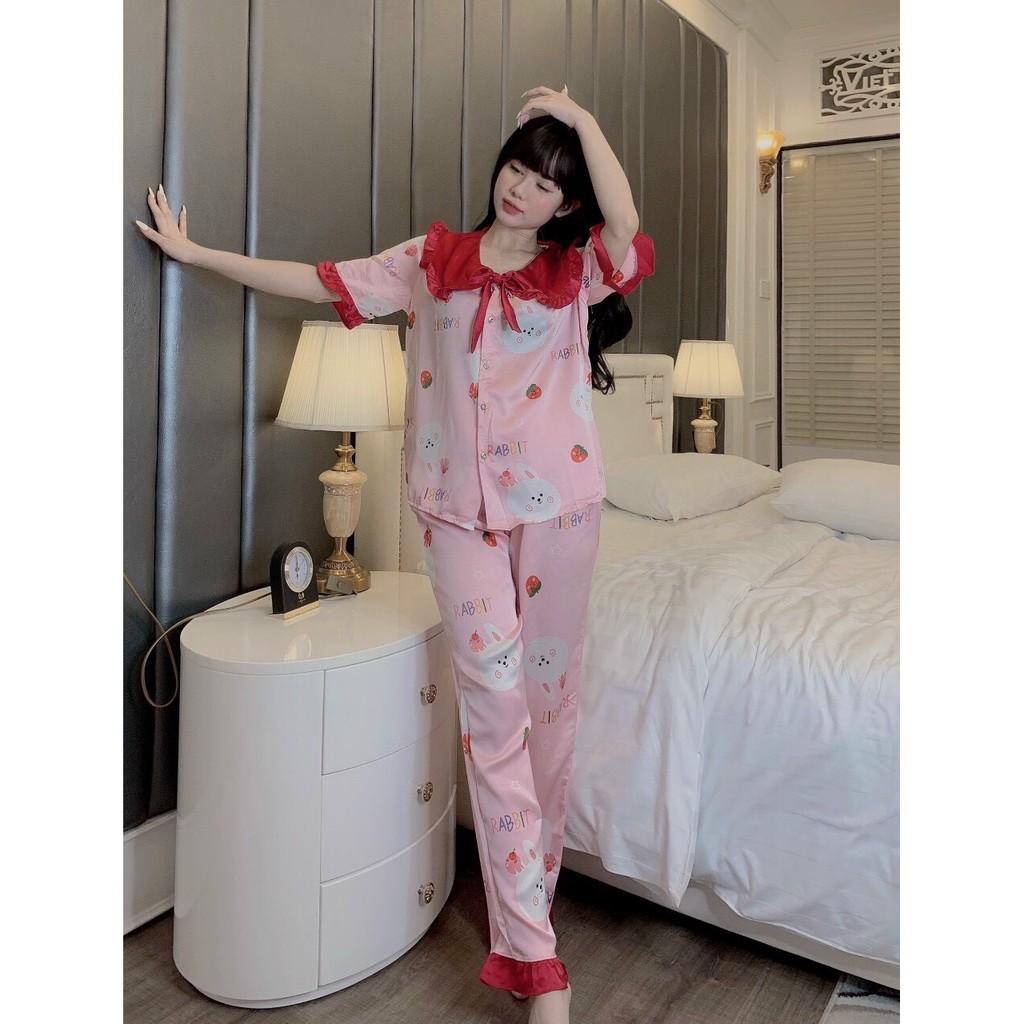 Bộ lụa Pijama lụa loại 1 chất mềm mịn, mát + Ảnh thật