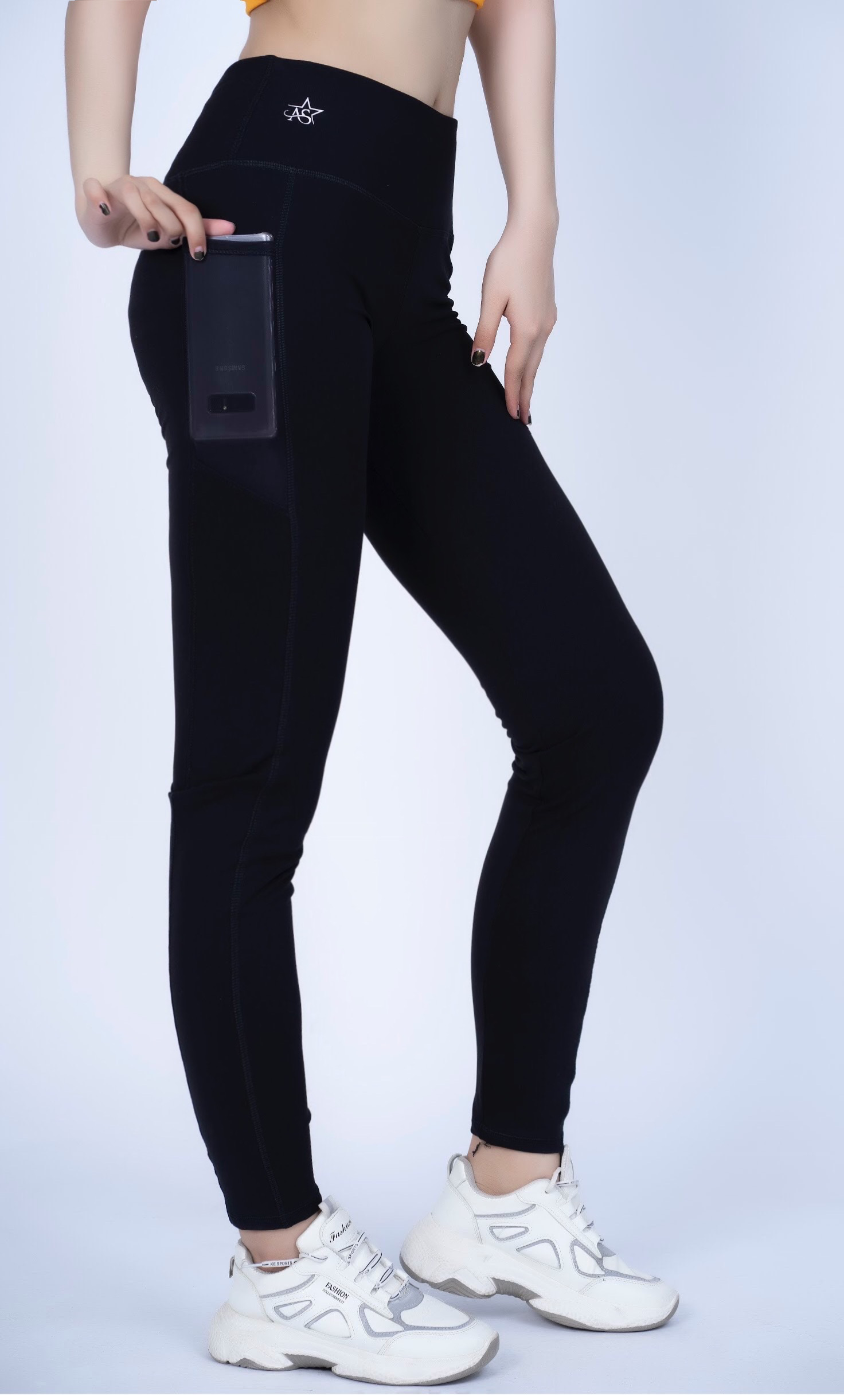 Quần legging dài tập thể thao nữ phối túi lưới