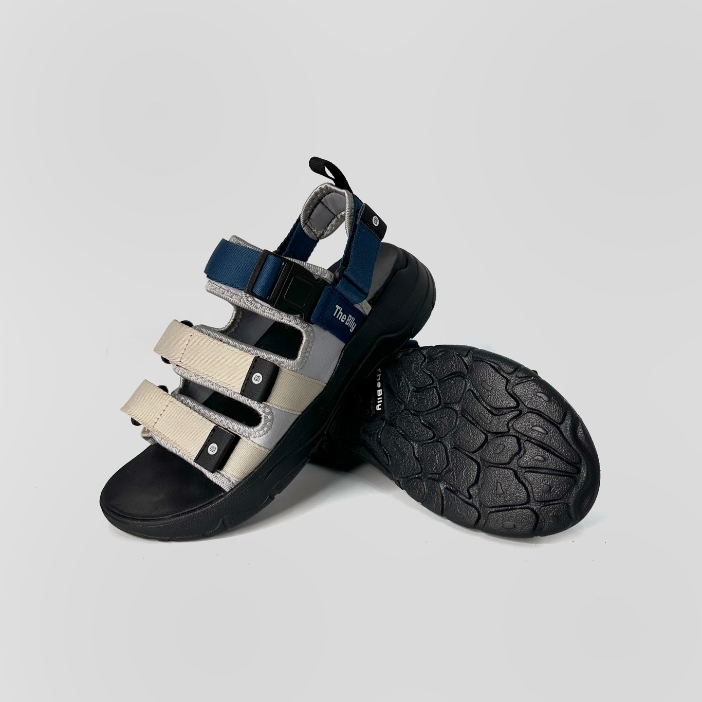 Giày Sandal Nam Nữ Unisex The BiLy Quai Ngang Dây Dù Đế IP Siêu Êm Nhẹ Màu Xanh Kem-BL08