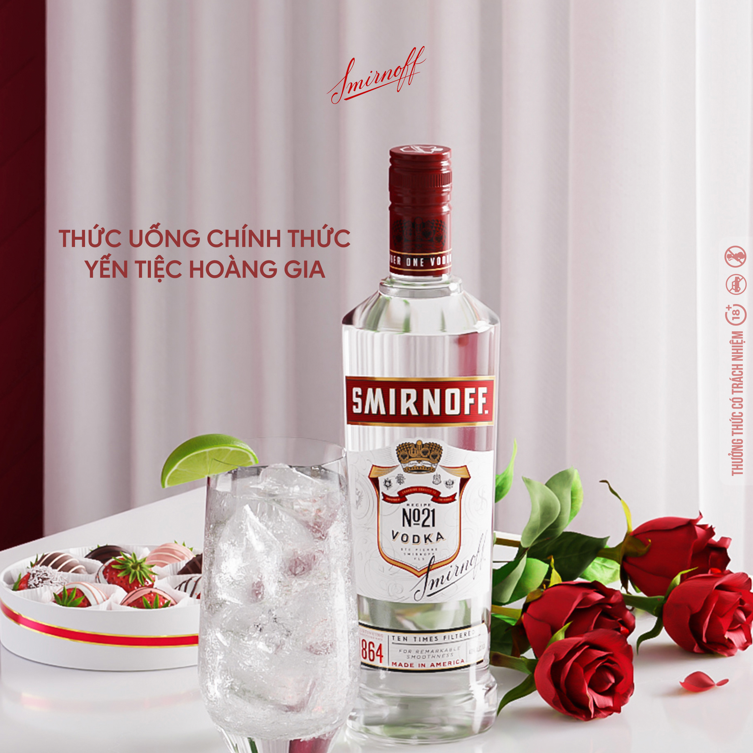 Rượu Vodka Smirnoff Red 37.5% 700ml - Rượu Vodka Hương Vị Ngọt Dịu, Nồng Nàn Dài Lâu