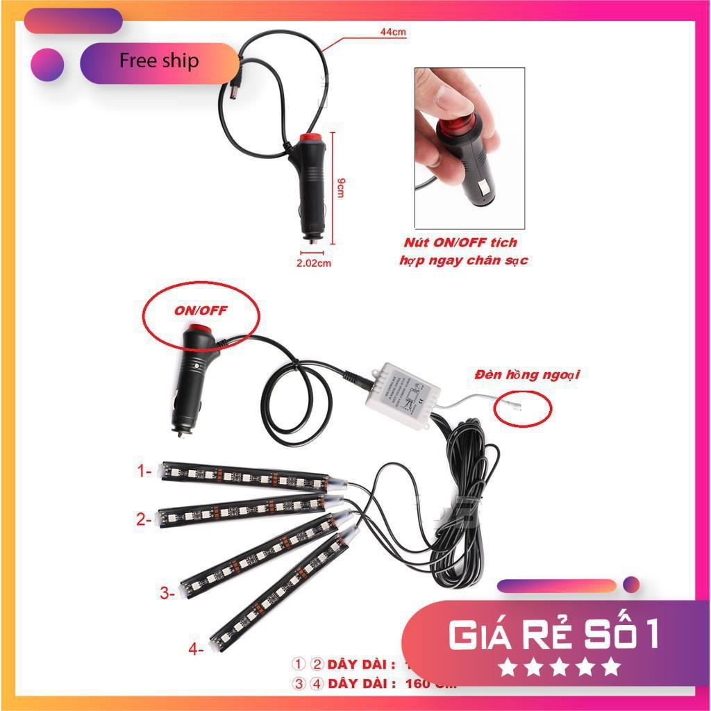 ️GIÁ TỐT️ Bộ Đèn Led Cảm Biến Mạch_Trang Trí Gầm Ghế, Gầm Taplo, Chân Thắng _ Có Điều Khiển Đổi 8 Màu Cao Cấp