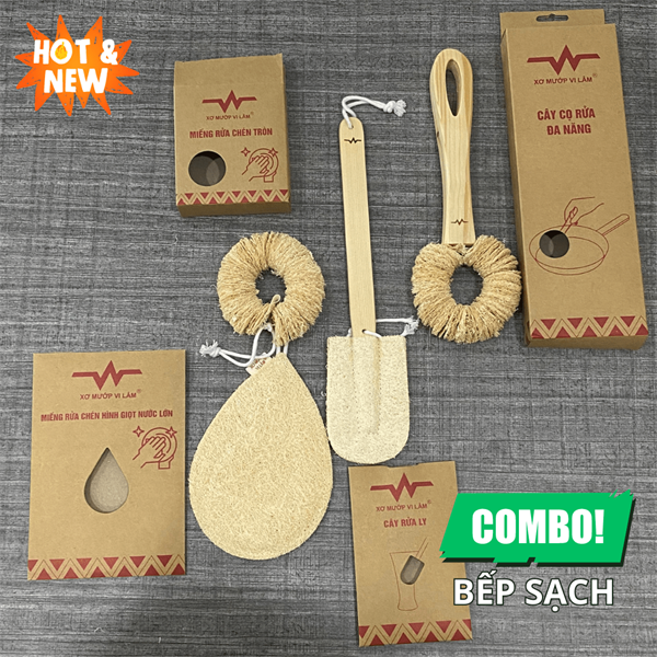 Combo Bếp Sạch Mỗi Ngày Với Xơ Mướp Vi Lâm