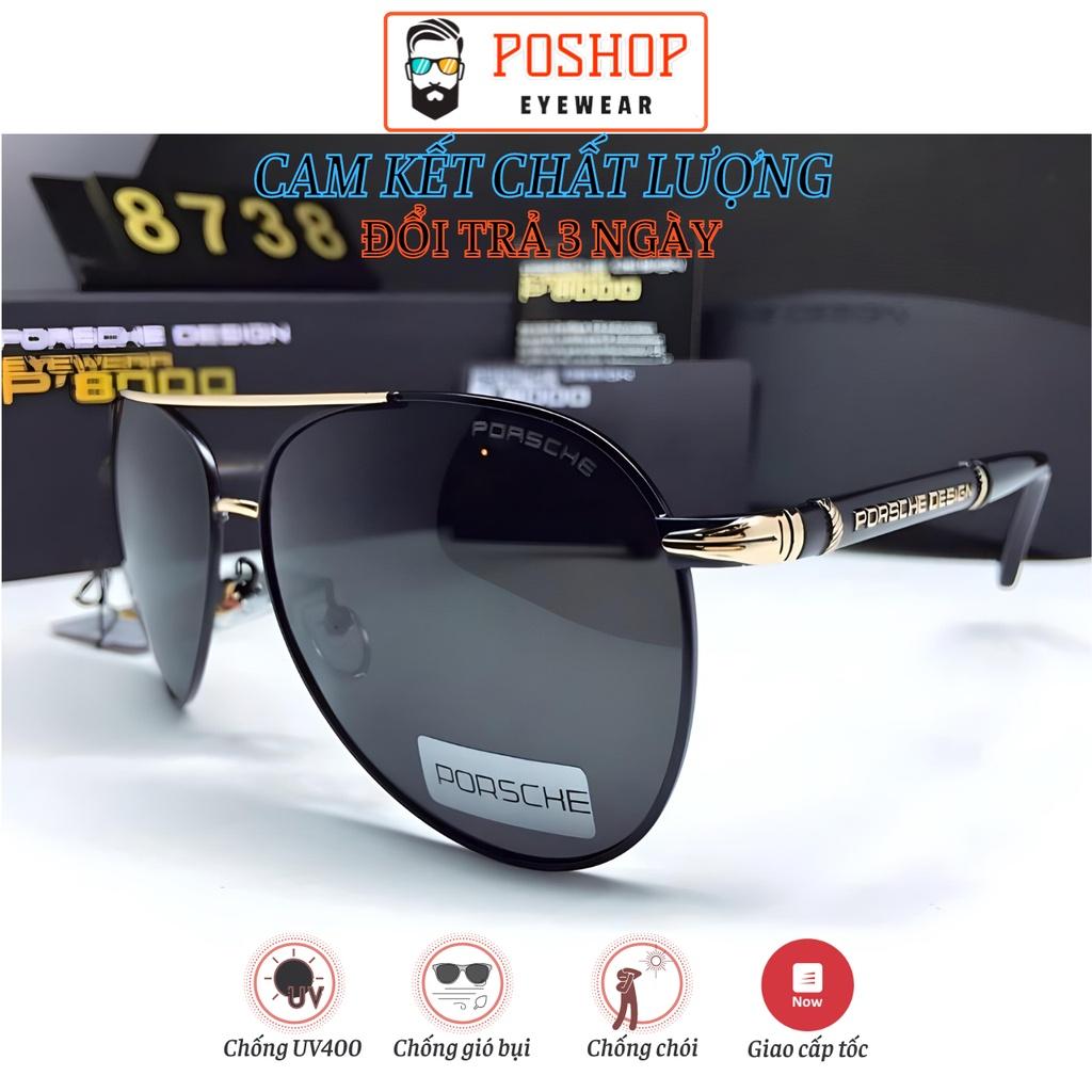 Kính mát nam POSHOP tròng phân cưc polaroid uv400 chóng chói gọng phi công cổ điển thời trang dễ đeo PO8738