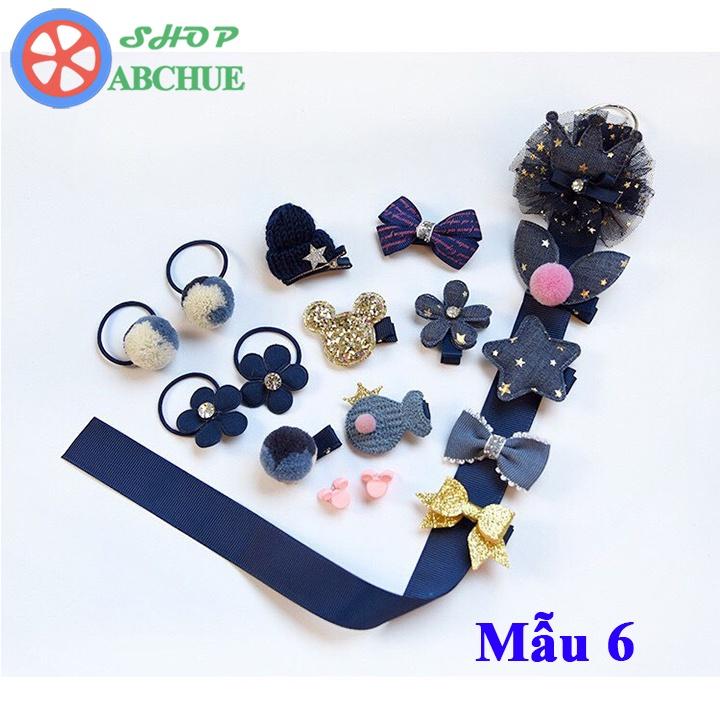 Kẹp tóc cho bé gái hộp 18 chi tiết phong cách Hàn Quốc đáng yêu