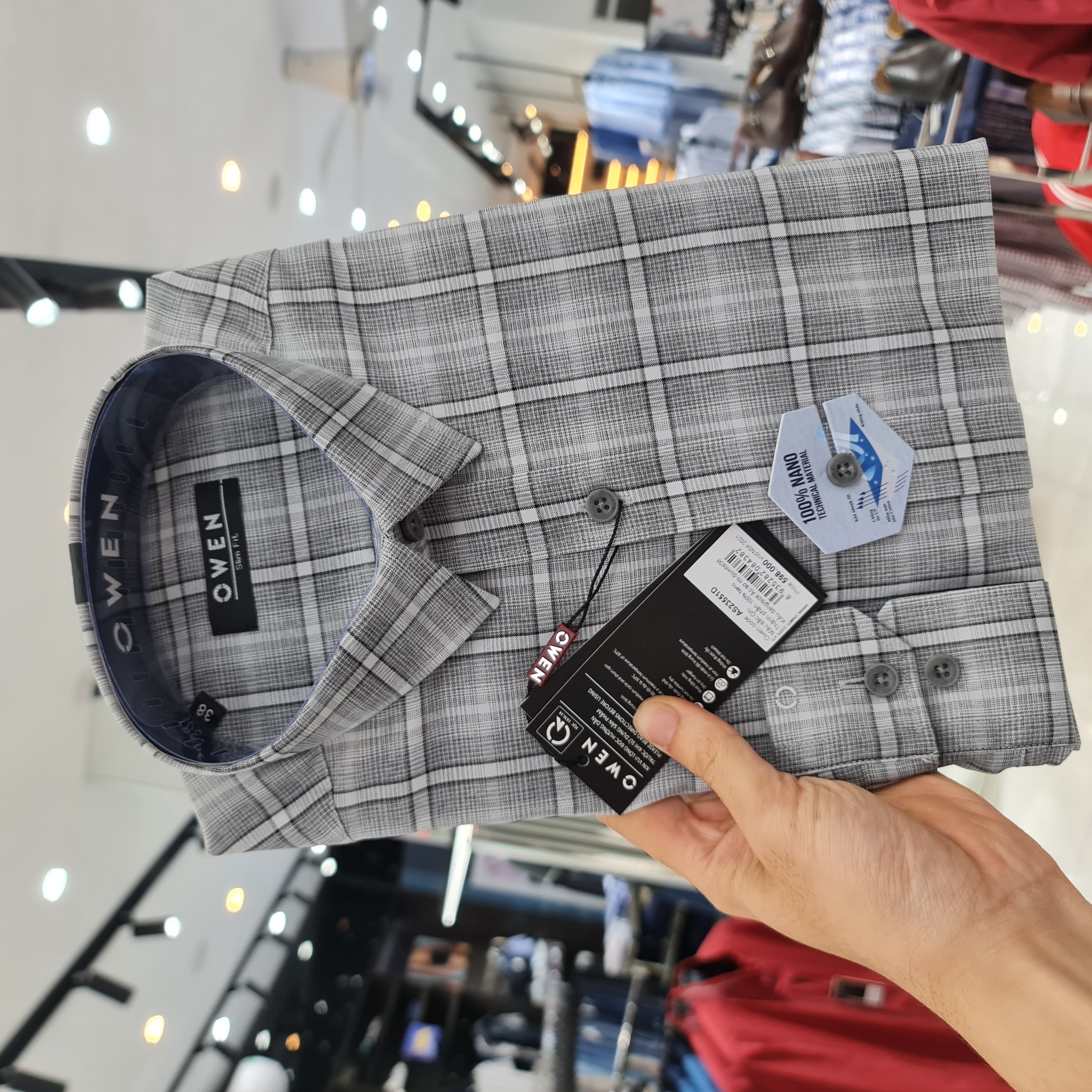 OWEN - Áo sơ mi nam dài tay dáng SLIMFIT sợi Nano - Mã AS23551D