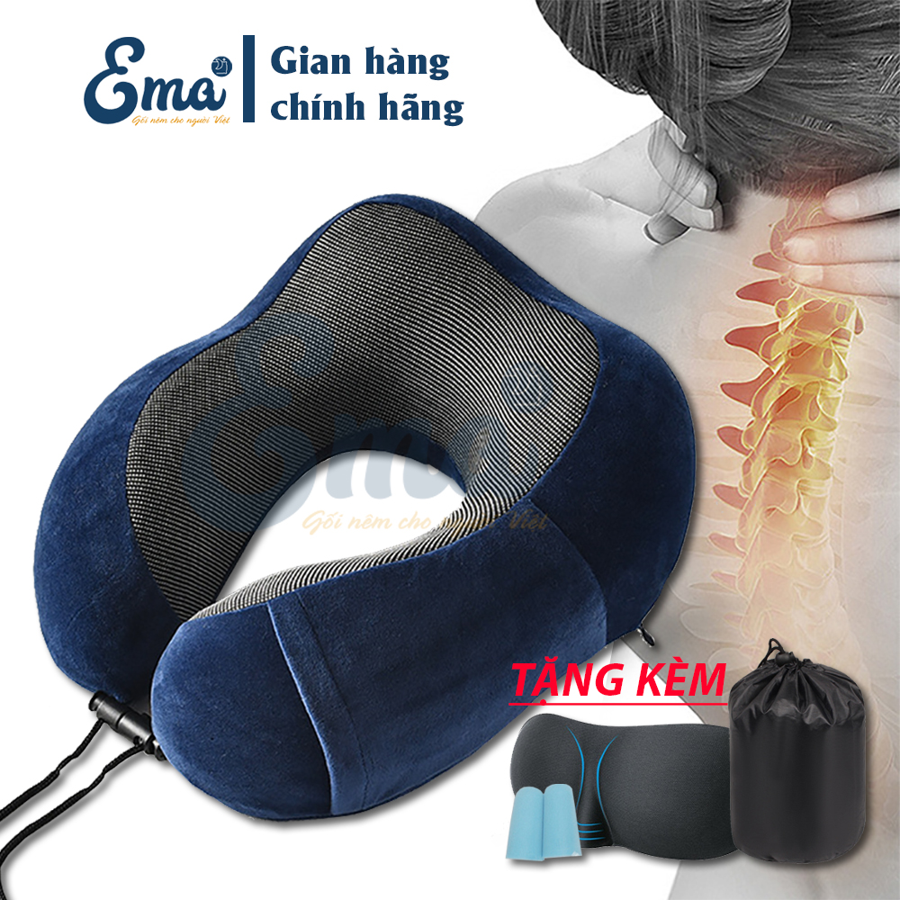 Gối kê cổ chữ U cao su non EMA chống đau mỏi cổ vai gáy cho dân văn phòng, đi du lịch, tàu xe