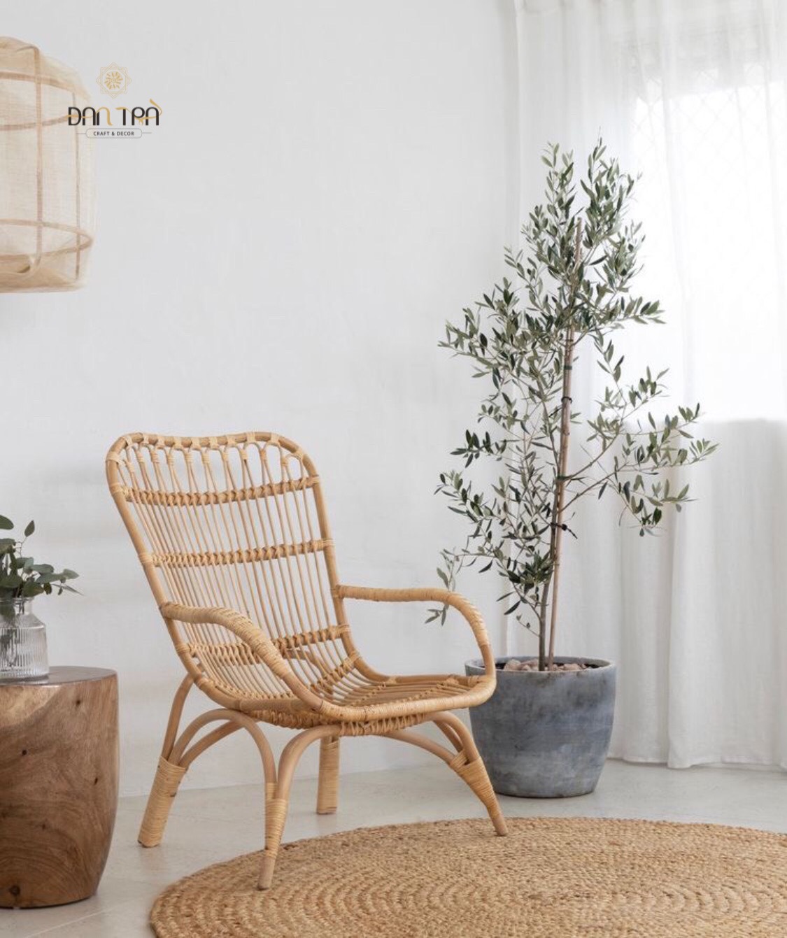 Ghế Mây Thư Giãn ĐAN TRÀ, Ghế Mây Tựa Lưng Cho Ban Công, Phòng Khách, Mây Tre ĐAN TRÀ