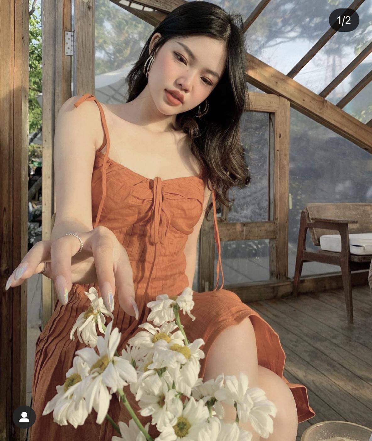 ĐẦM 2DÂY CỘT VAI THẮT NƠ NGỰC XẾP LY EO