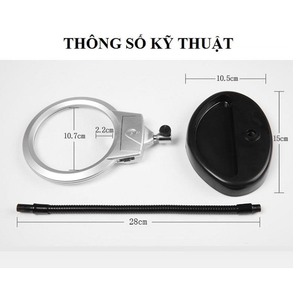 Kính lúp sửa chữa điện tử, đọc sách báo để bàn phóng đại 2x-6x có đèn led trợ sáng