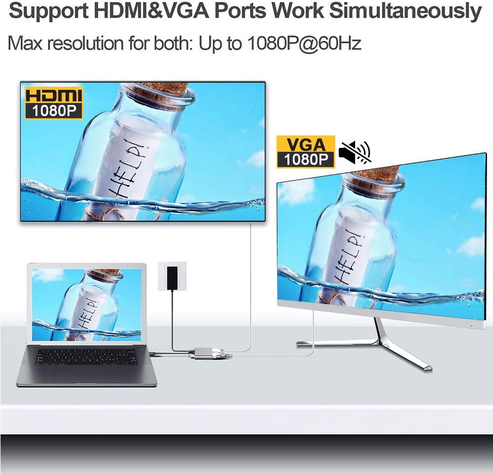 Cáp chuyển đổi USB Type C sang HDMI và VGA (USB C to HDMI , VGA