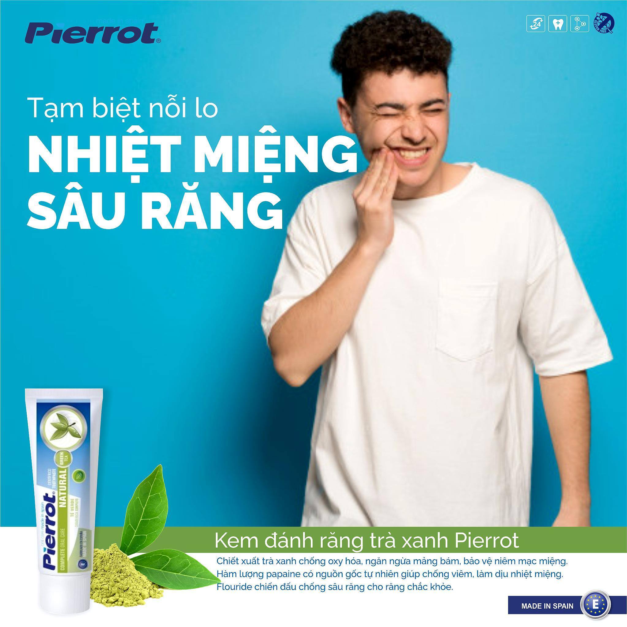 Kem đánh răng chiết xuất trà xanh tự nhiên Pierrot