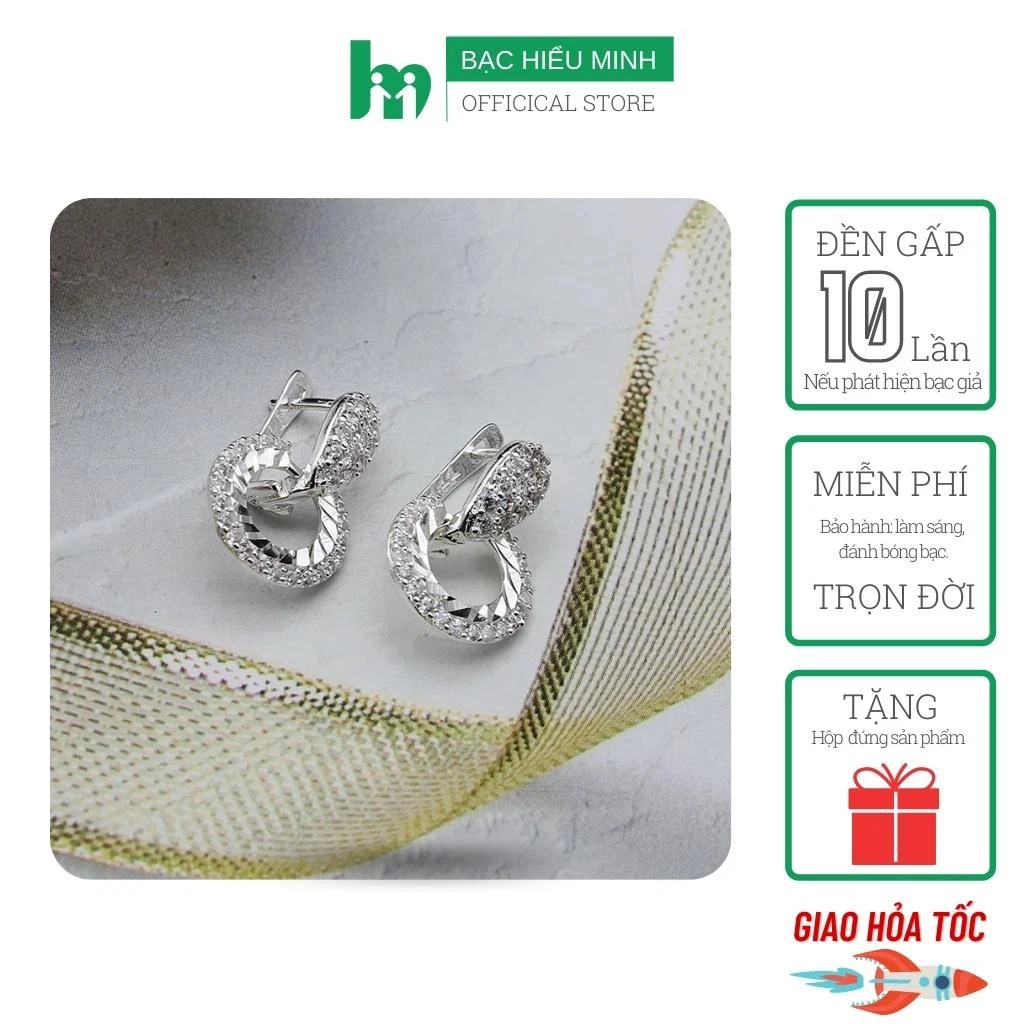 Hoa Tai Bông Tai Khuyên Tai Nữ Bạc Hiểu Minh HT334 - Bảo Hành Vĩnh Viễn