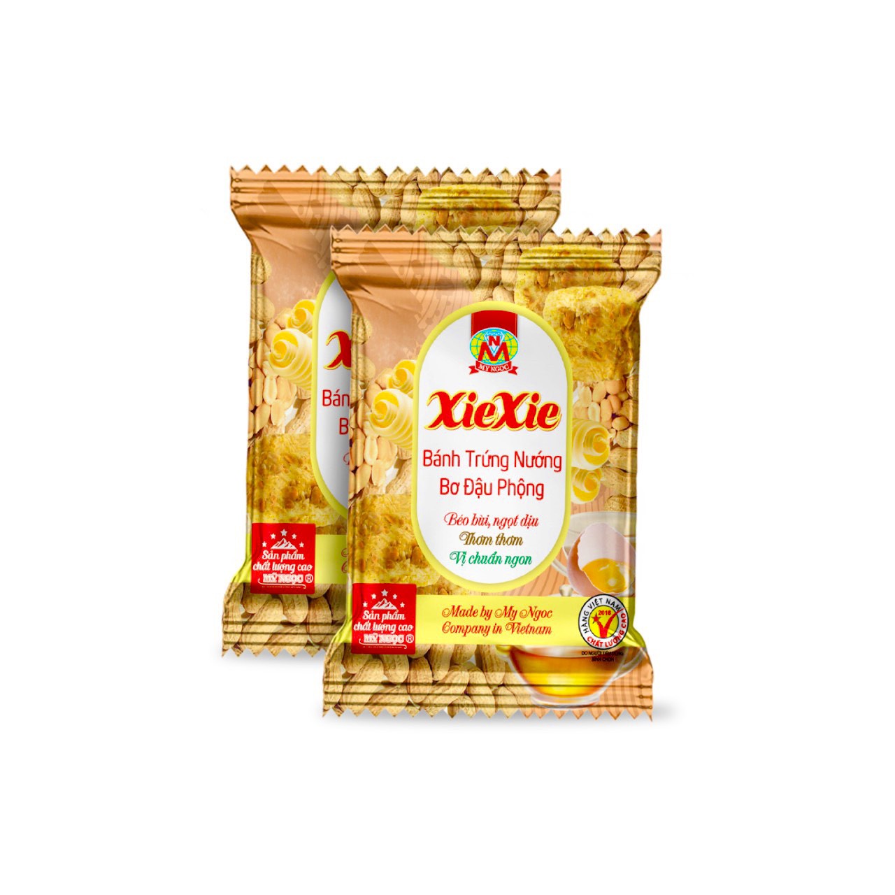 80g Bánh trứng nướng XieXie BƠ ĐẬU PHỘNG sữa tươi MỸ NGỌC