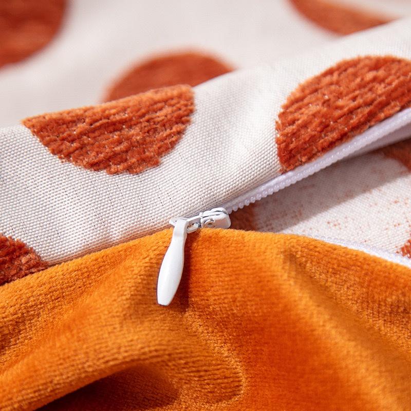 Gối Tựa Lưng Vải Nhung Dệt Sợi Jacquard Phối Màu Cam Trắng Hiện Đại SBK142
