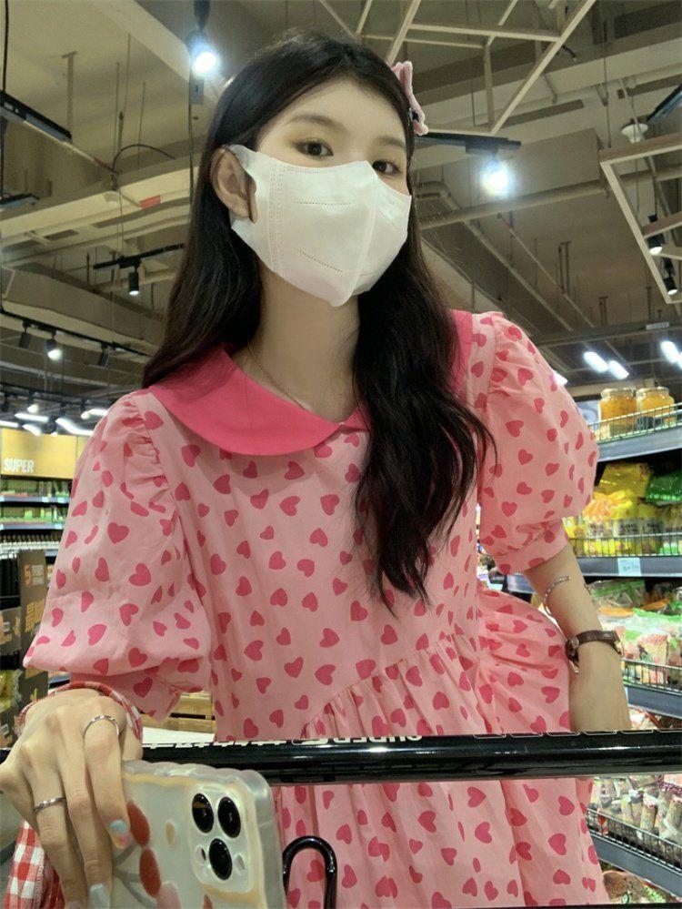 CHENGRUI Váy cổ búp bê Pháp cho nữ mùa hè 2023 đầm dài thắt lưng mỏng sinh viên ngọt ngào dịu dàng váy gió