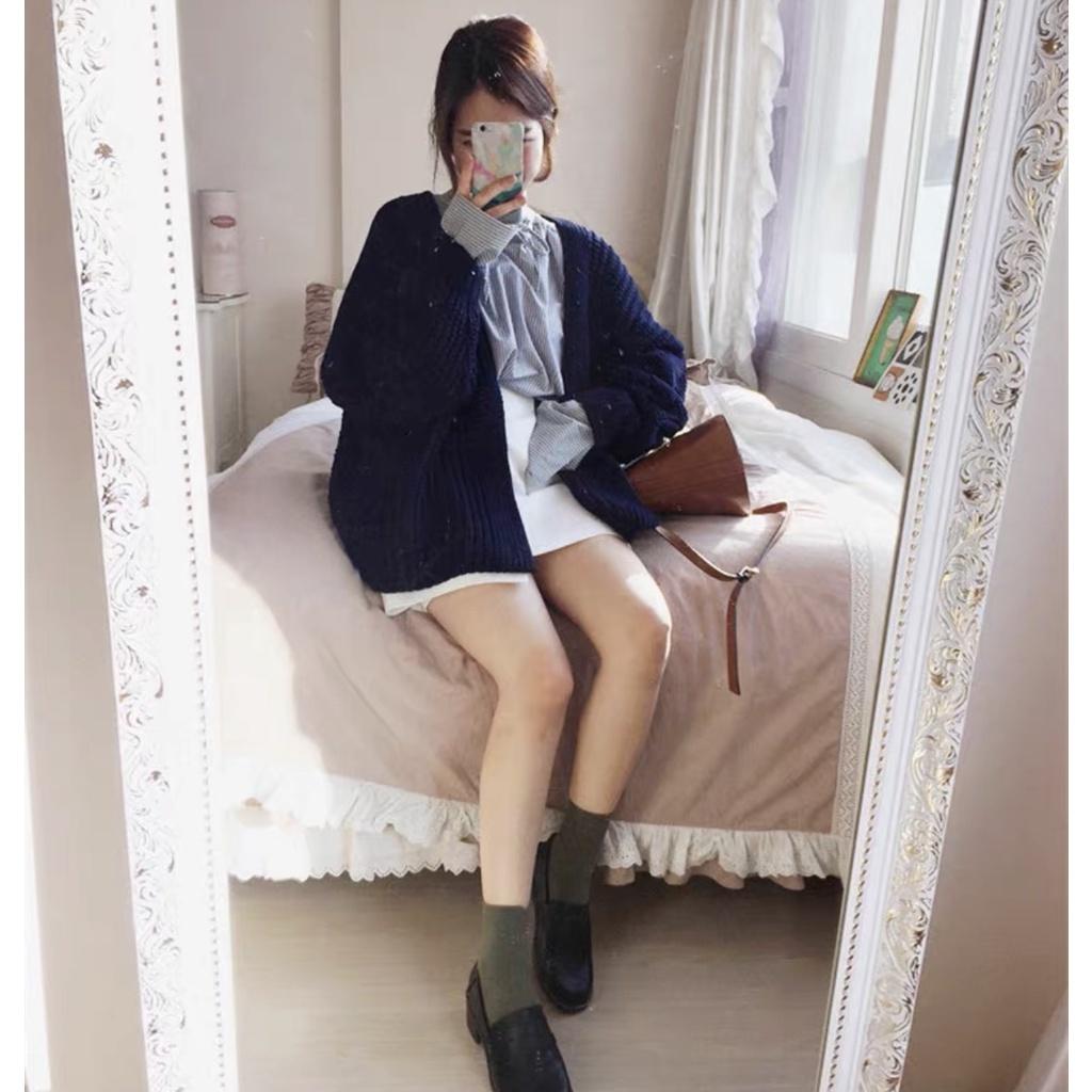 MS335 Áo khoác len cardigan dệt kim sợi to tay vặn thừng