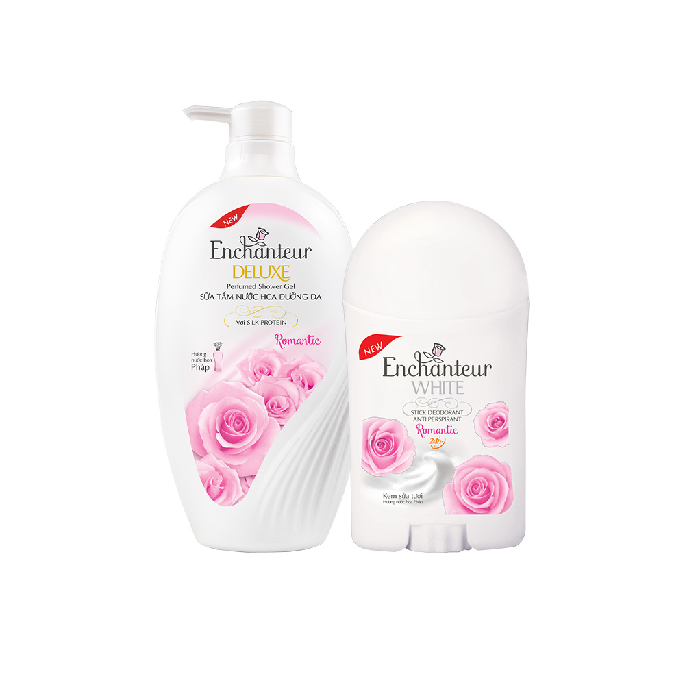Combo Sữa Tắm Nước Hoa Dưỡng Da Romantic 650G + Sáp Khử Mùi Trắng Da Romantic 40g