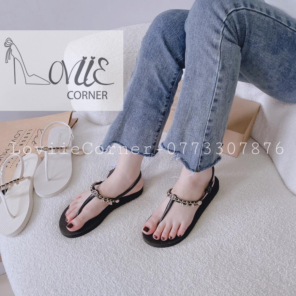 SANDAL NỮ LOVIIECORNER - GIÀY BỆT THỜI TRANG PHONG CÁCH NỮ TÍNH QUAI NGANG KẸP ĐẾ THẤP S220901