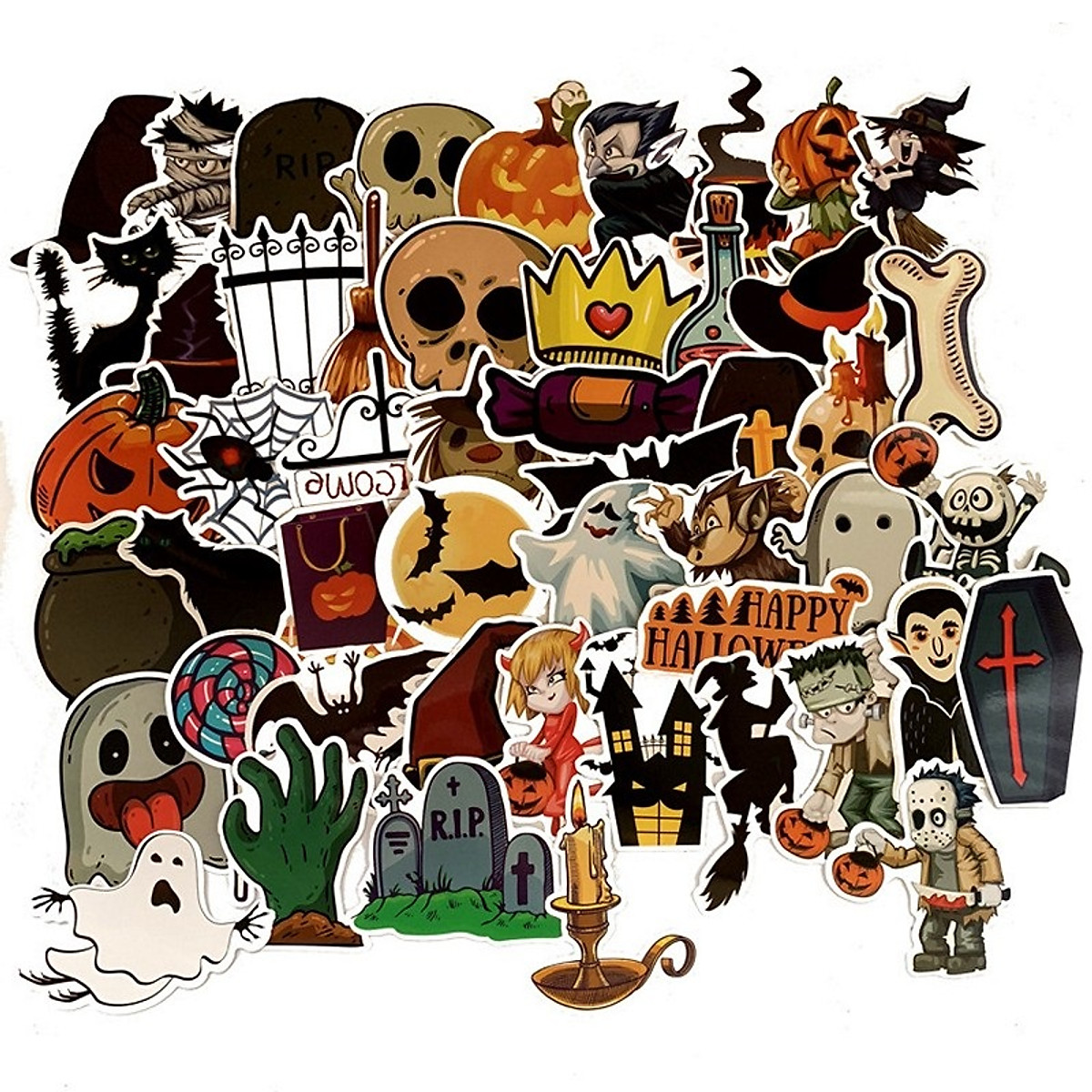 Set 30 Sticker Halloween ảnh ép lụa ( giao mẫu ngẫu nhiên)