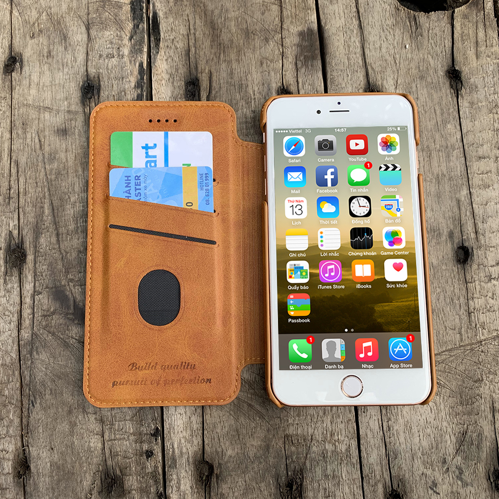 Bao da cao cấp dành cho iPhone 7 Plus / iPhone 8 Plus - Màu vàng