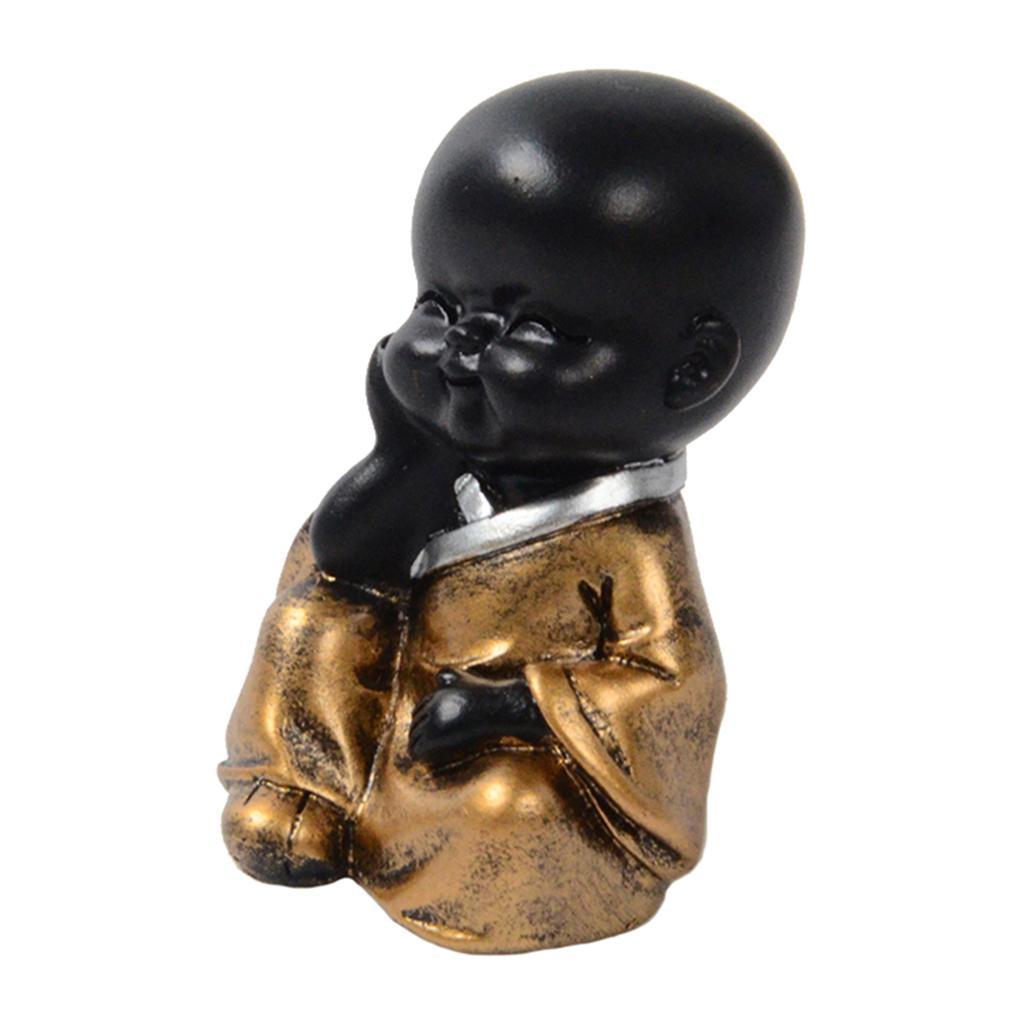 3X Resin Small Buddha Statue Monk Figurine Tea pet Ornaments Style01