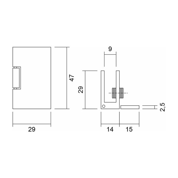 Bản lề tủ kính 1 cánh hợp kim mờ