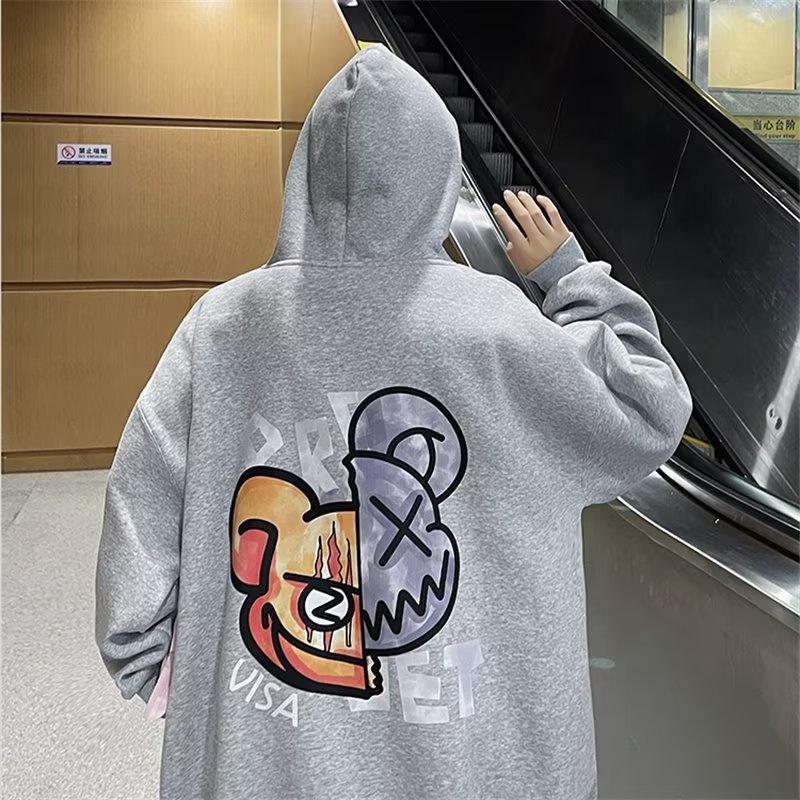 Áo Khoác Hoodie Lót Nhung Tay Dài Dáng Rộng In Chữ Phong Cách Mỹ Thời Trang Thu Đông Cho Cặp Đôi Cỡ M-8XL