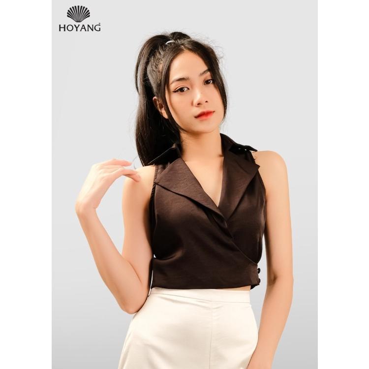 Áo Croptop Lụa Cổ Vest Thời Thượng HOYANG AHY56