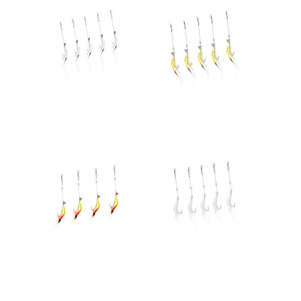 5 Pieces Shrimp Fishing Lure Luminous Shrimp Bait Saltwater Lures Fishing Tackle Lifelike Shape and Touching Feeling