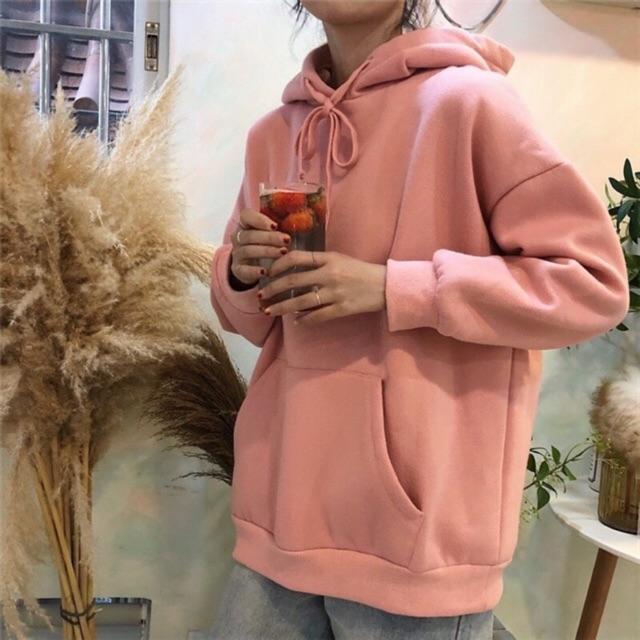 Áo khoác hoodie trơn nỉ lót bông nam nữ
