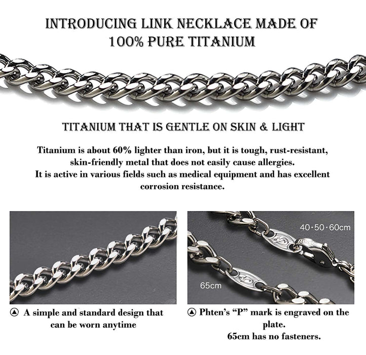 Vòng cổ Phiten titanium chain w adzuki40+5cm