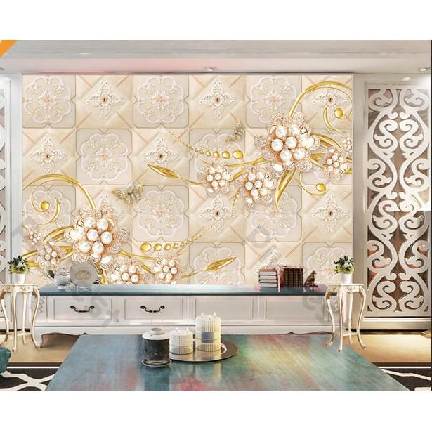 Tranh dán tường Hoa trang sức sang trọng hiện đại, tranh dán tường 3d hiện đại MS1120732