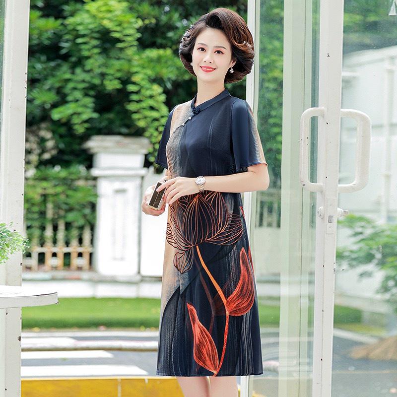️Có Sẵn Đủ Size️ Đầm Trung Niên Cho Mẹ Đi Tiệc, Mẫu Váy Suông Trung Niên In Hoa Cho Mẹ Sang Trọng