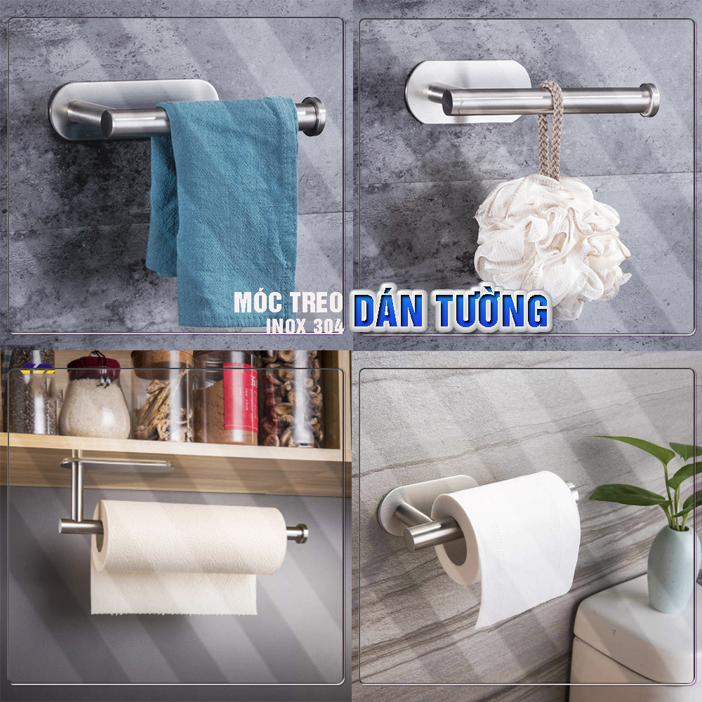 Móc treo cuộn giấy vệ sinh dán tường không cần khoan, Inox Sus 304, phụ kiện nhà tắm MIHOCO 814