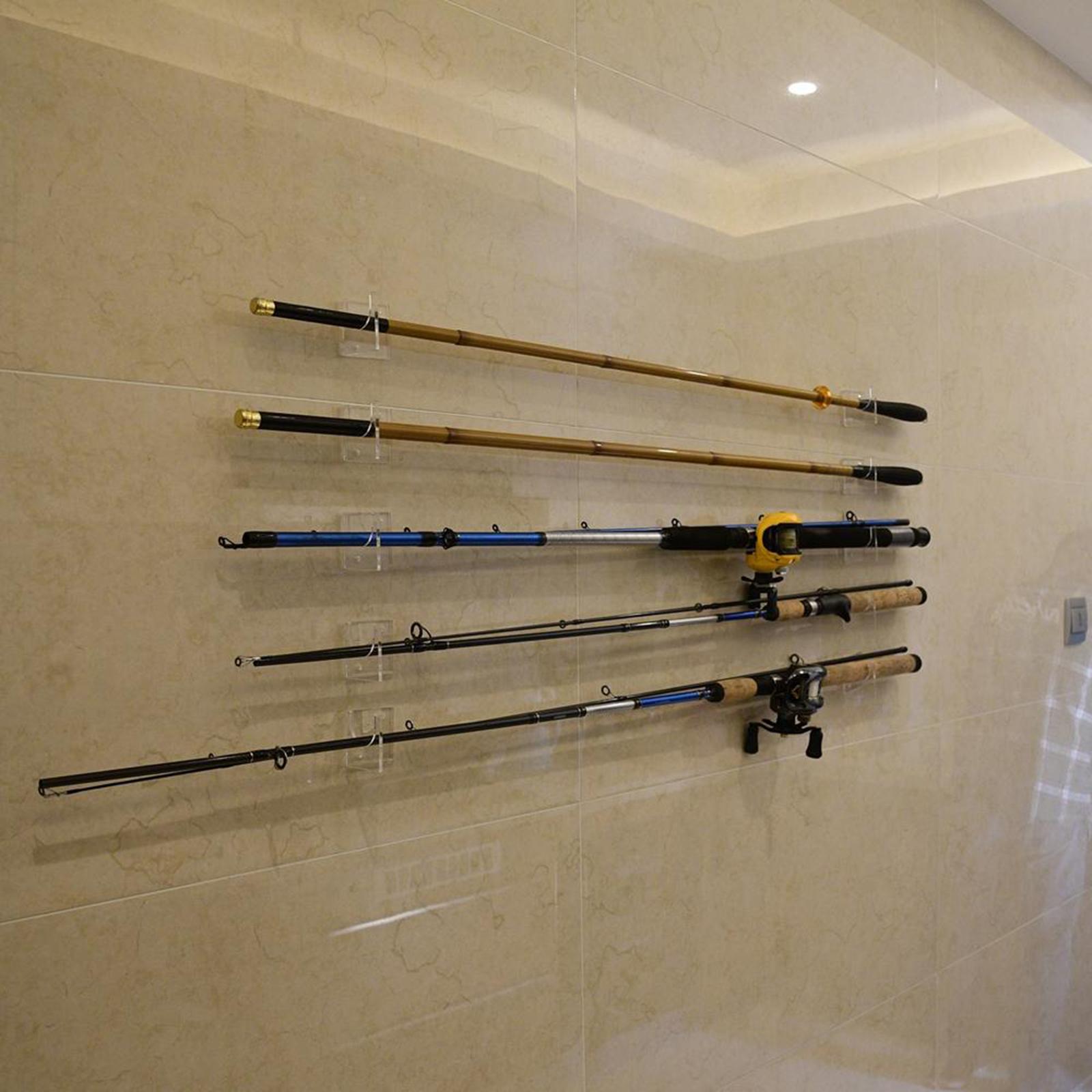Fishing Rod Holder Wall Bracket Ceiling Rack Clear for Garage Cabin Basement