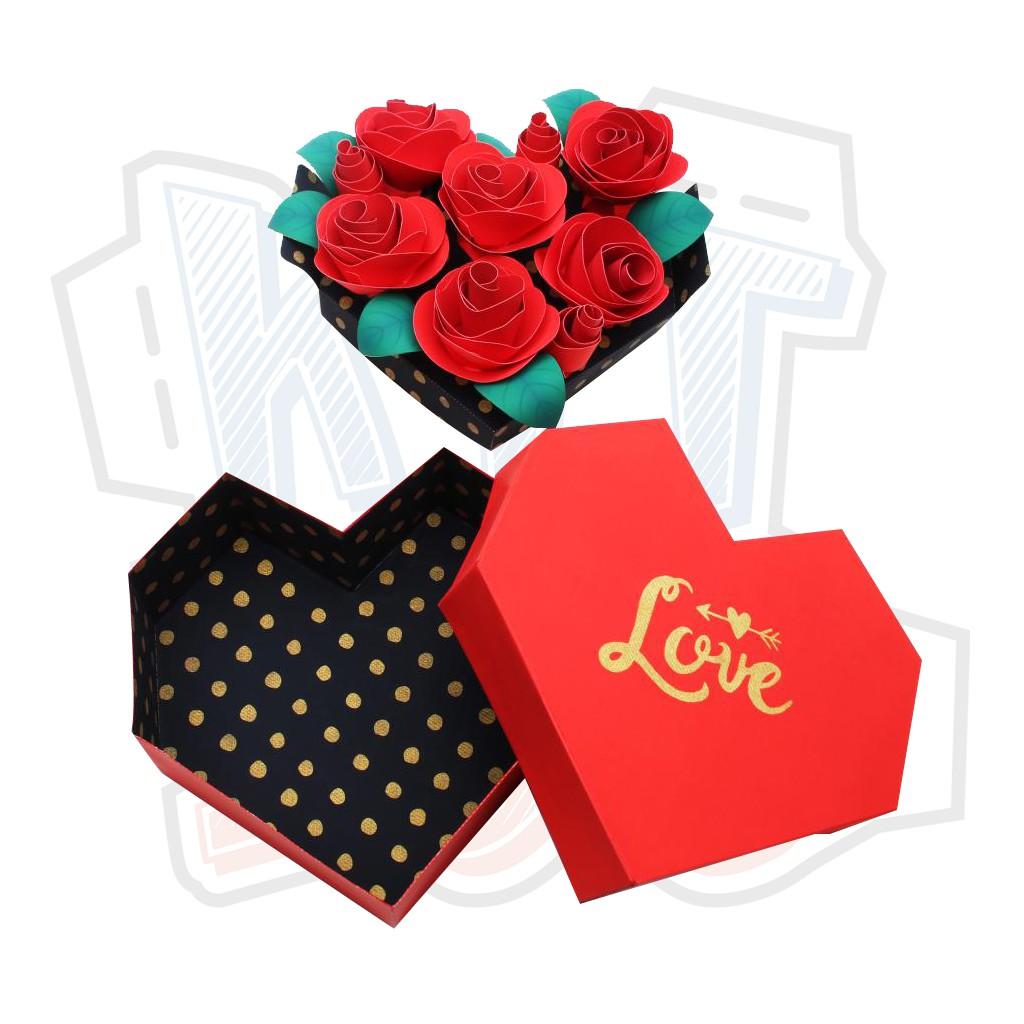 Mô hình giấy Hộp hoa hồng tình yêu Valentine