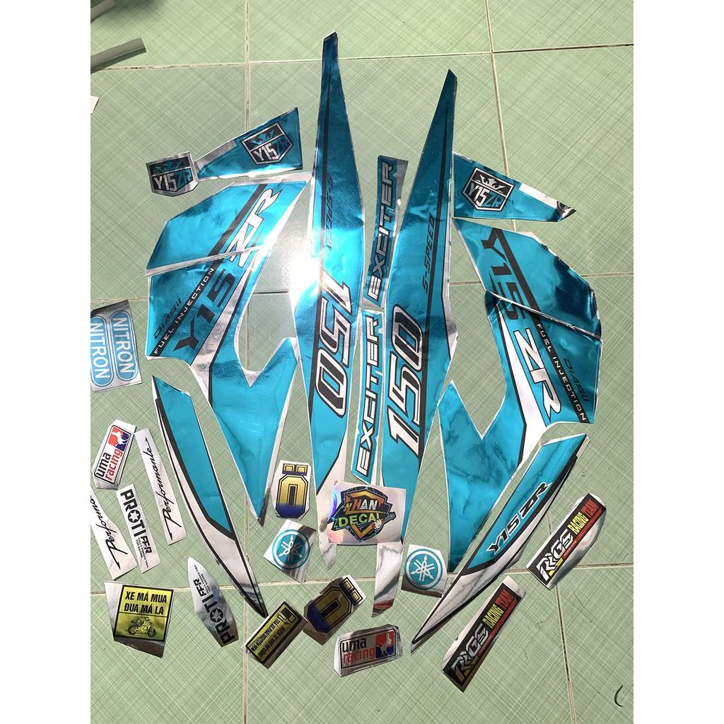 Tem exciter 150 Y15ZR xanh ngọc crom